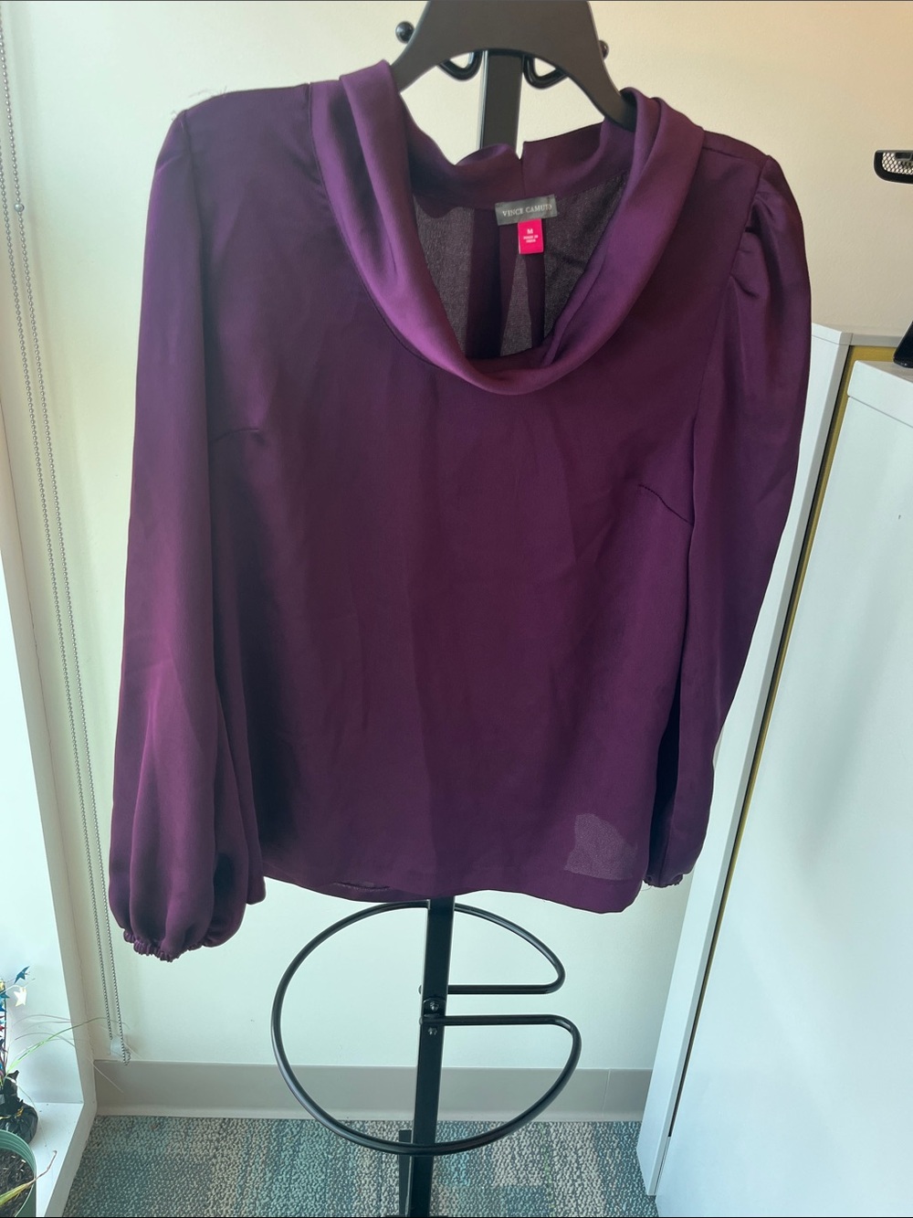 Vince Camuto Deep Plum Draped Cowl Neck Blouse